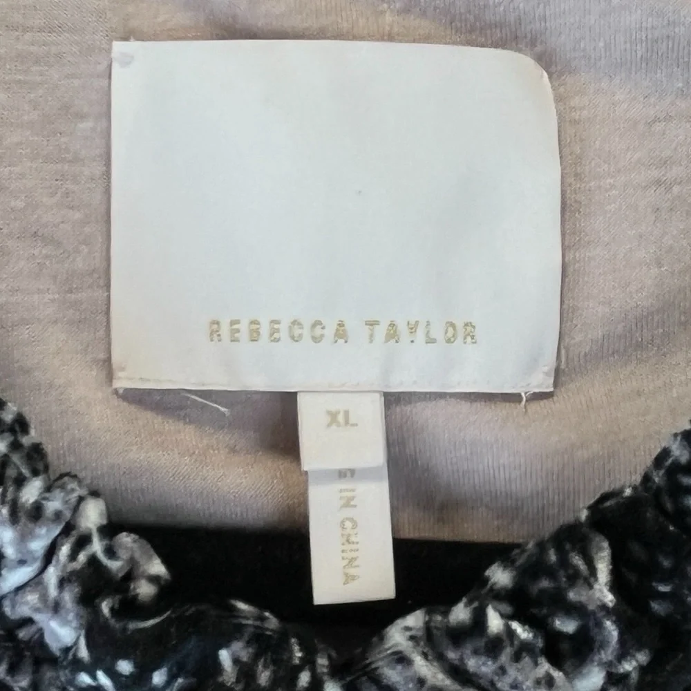 Rebecca Taylor Python Snake Print Velvet Jacket Black White Silk Blend Sz L